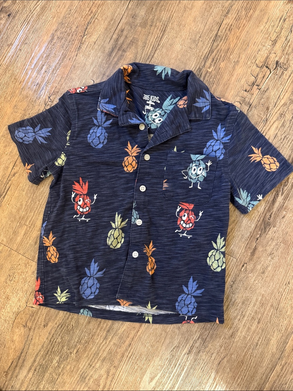 365 Kids Navy Pineapple-Print Short Sleeve Button Down Shirt